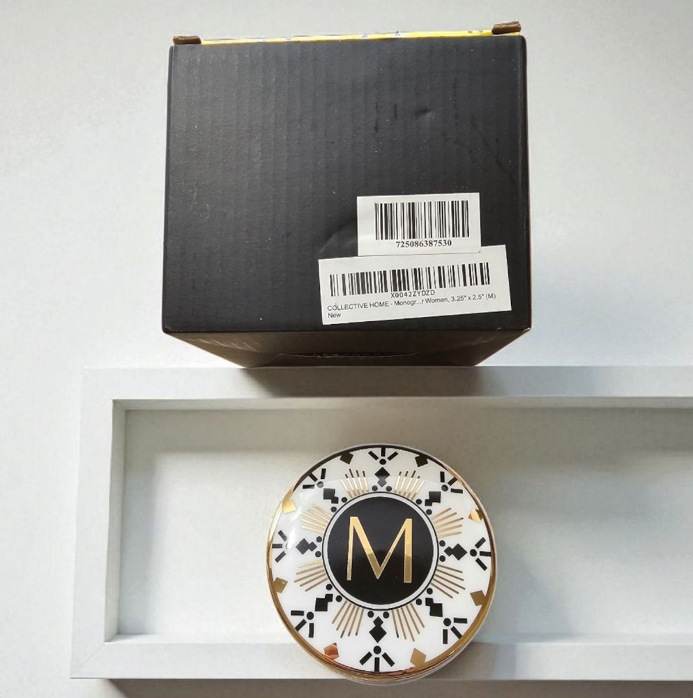 COLLECTIVE HOME Monogram M Trinket Box - Picture 2 of 7